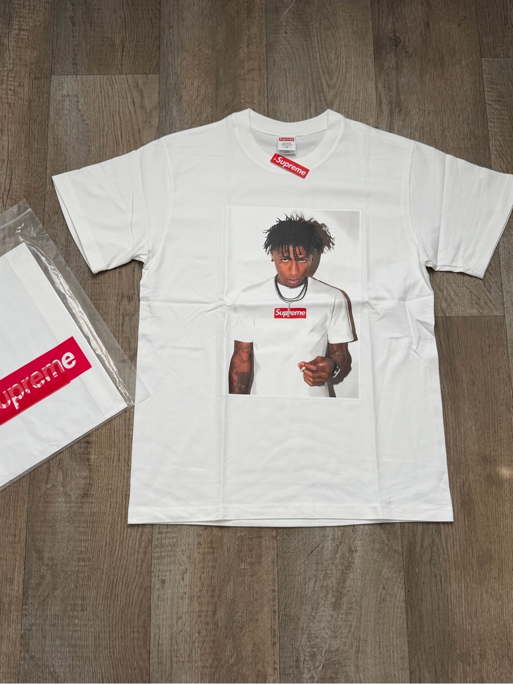 Supreme White Tee with Red Box Logo Photo Print